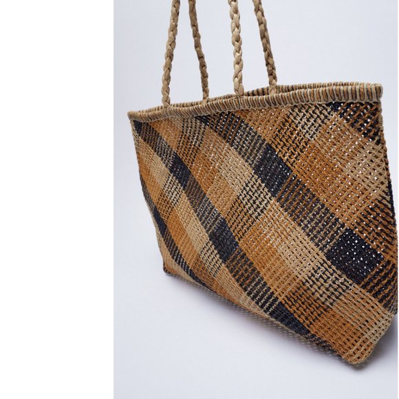 ZARA PLAID WOVEN TOTE BAG - Picture 7 of 10